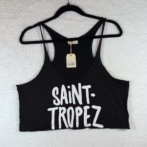 448-Nwt Saint Tropez Black Crop Top